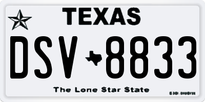TX license plate DSV8833