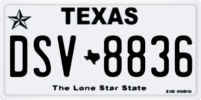 TX license plate DSV8836