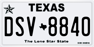 TX license plate DSV8840