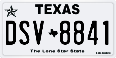 TX license plate DSV8841