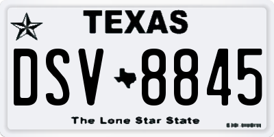 TX license plate DSV8845