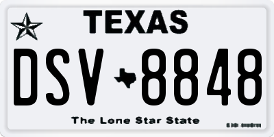 TX license plate DSV8848