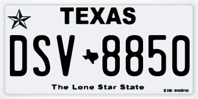 TX license plate DSV8850