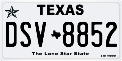 TX license plate DSV8852