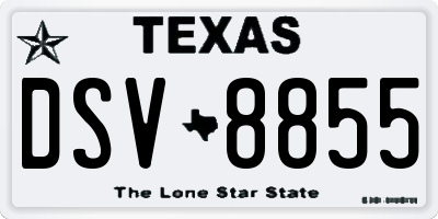 TX license plate DSV8855