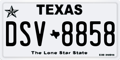 TX license plate DSV8858