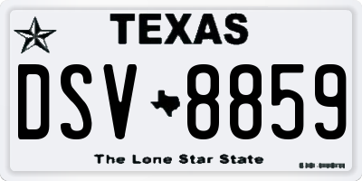 TX license plate DSV8859
