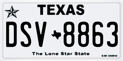 TX license plate DSV8863