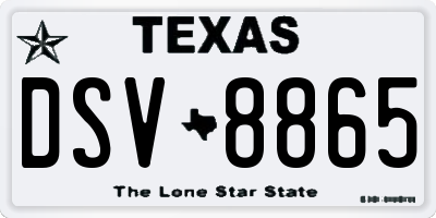 TX license plate DSV8865