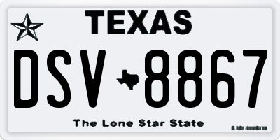 TX license plate DSV8867