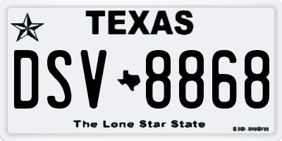 TX license plate DSV8868