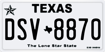 TX license plate DSV8870