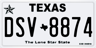 TX license plate DSV8874