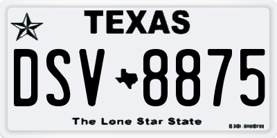 TX license plate DSV8875