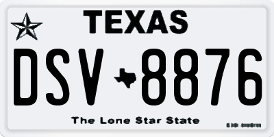 TX license plate DSV8876