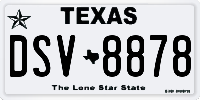 TX license plate DSV8878