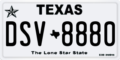 TX license plate DSV8880