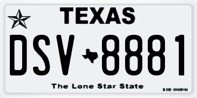 TX license plate DSV8881