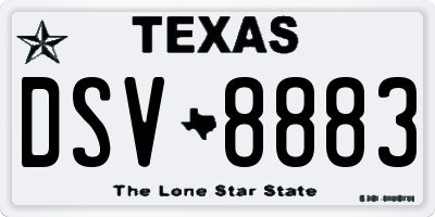 TX license plate DSV8883