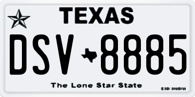 TX license plate DSV8885