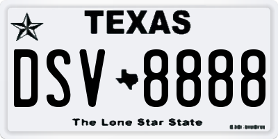 TX license plate DSV8888