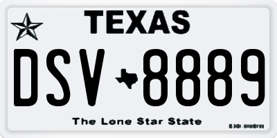 TX license plate DSV8889