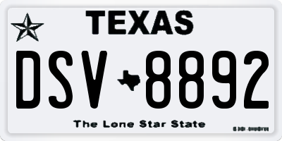TX license plate DSV8892