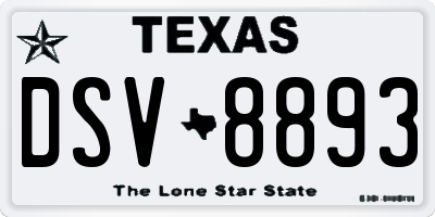 TX license plate DSV8893