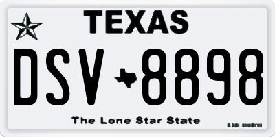TX license plate DSV8898