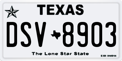 TX license plate DSV8903
