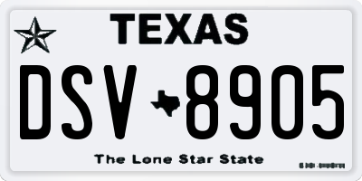TX license plate DSV8905