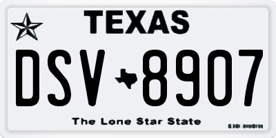 TX license plate DSV8907