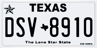 TX license plate DSV8910