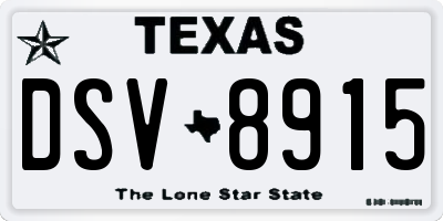 TX license plate DSV8915