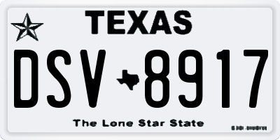 TX license plate DSV8917