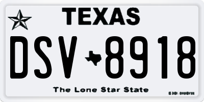 TX license plate DSV8918