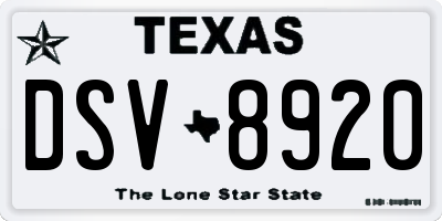 TX license plate DSV8920
