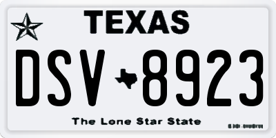 TX license plate DSV8923