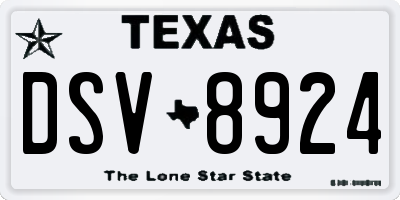 TX license plate DSV8924