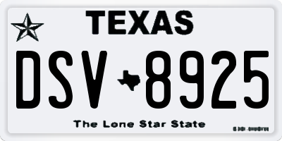 TX license plate DSV8925