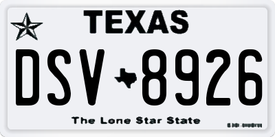 TX license plate DSV8926