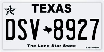 TX license plate DSV8927