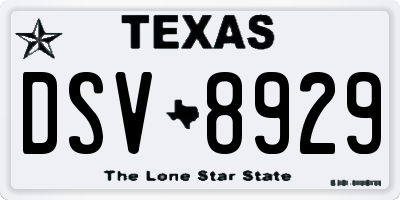 TX license plate DSV8929