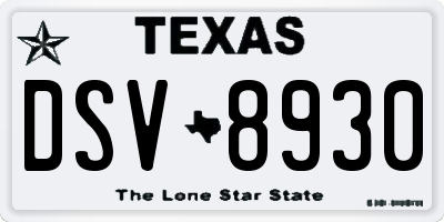 TX license plate DSV8930