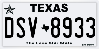 TX license plate DSV8933