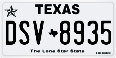 TX license plate DSV8935