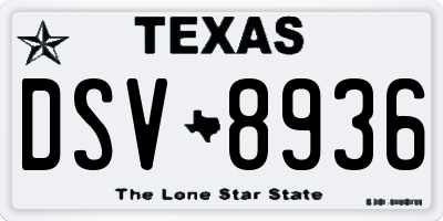 TX license plate DSV8936