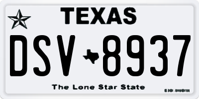 TX license plate DSV8937