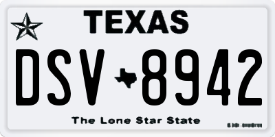 TX license plate DSV8942