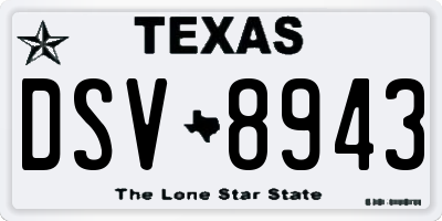 TX license plate DSV8943